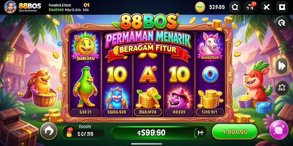 Screenshot gameplay 88BOS yang menampilkan mesin slot menarik.