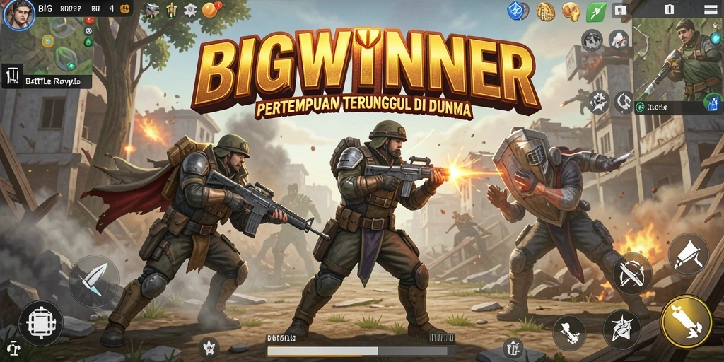 Tangkapan layar yang menunjukkan pertempuran mendebarkan di BIGWINNER.