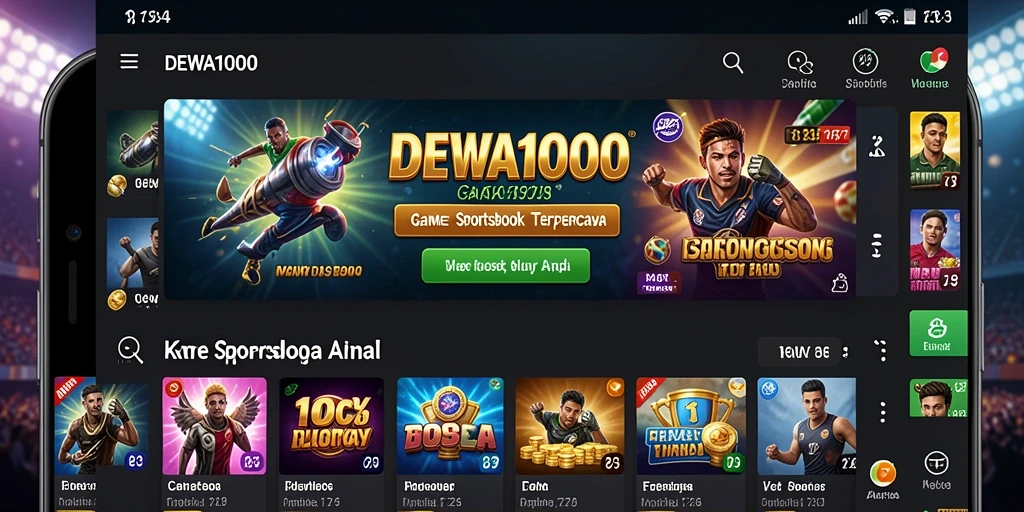 Screenshot menunjukkan antarmuka sederhana dan menarik dari DEWA1000 saat bertaruh.