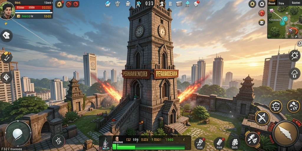Tampilan gameplay F32 yang menegangkan dalam Tower Defense.