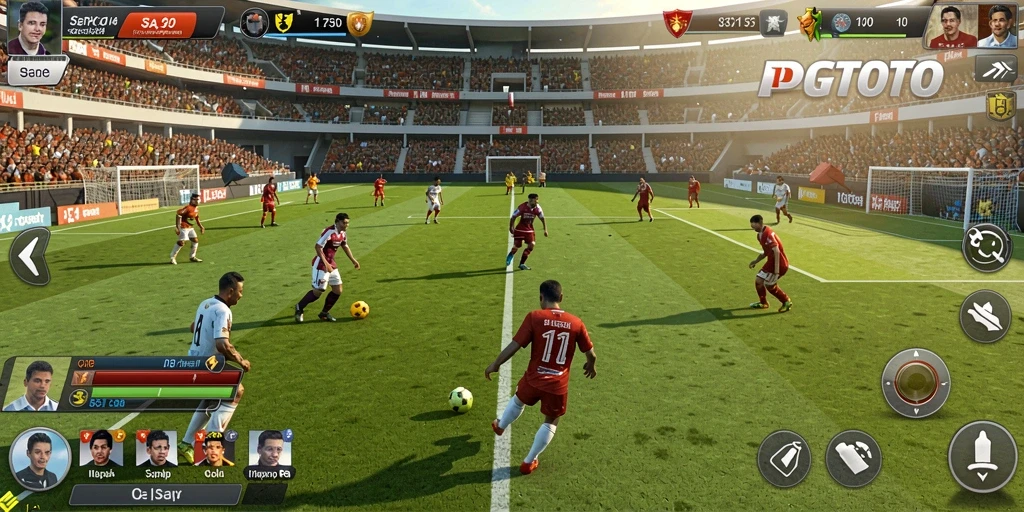 Tampilan gameplay PGTOTO yang seru saat pertandingan sepak bola.