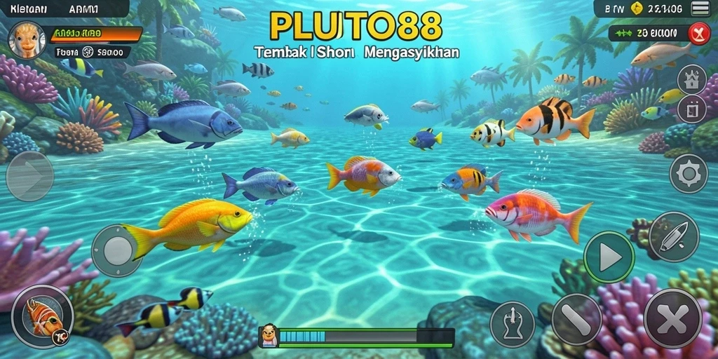 Tampilan menarik dari gameplay Tembak Ikan di PLUTO88.