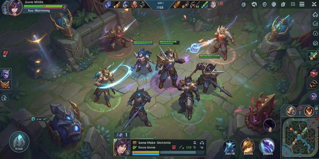 Tangkapan layar X168 menampilkan aksi intens dalam permainan MOBA.